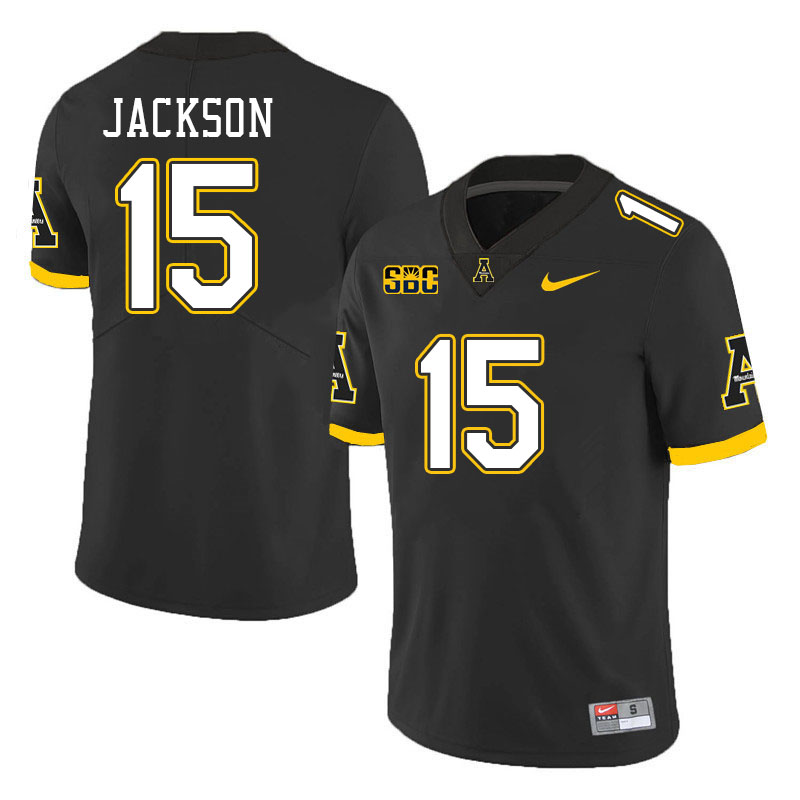 Men #15 Makai Jackson Appalachian State Mountaineers College Football Jerseys Stitched Sale-Black